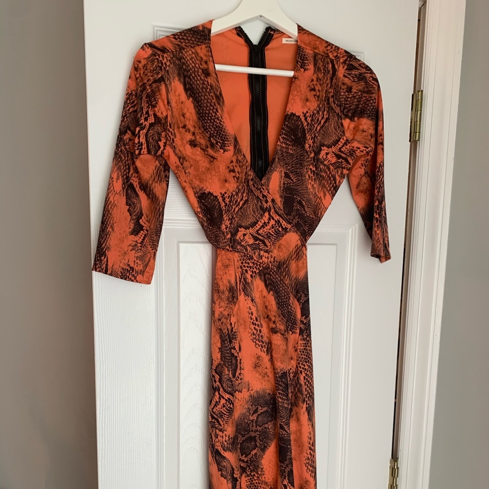 Orange midi dress